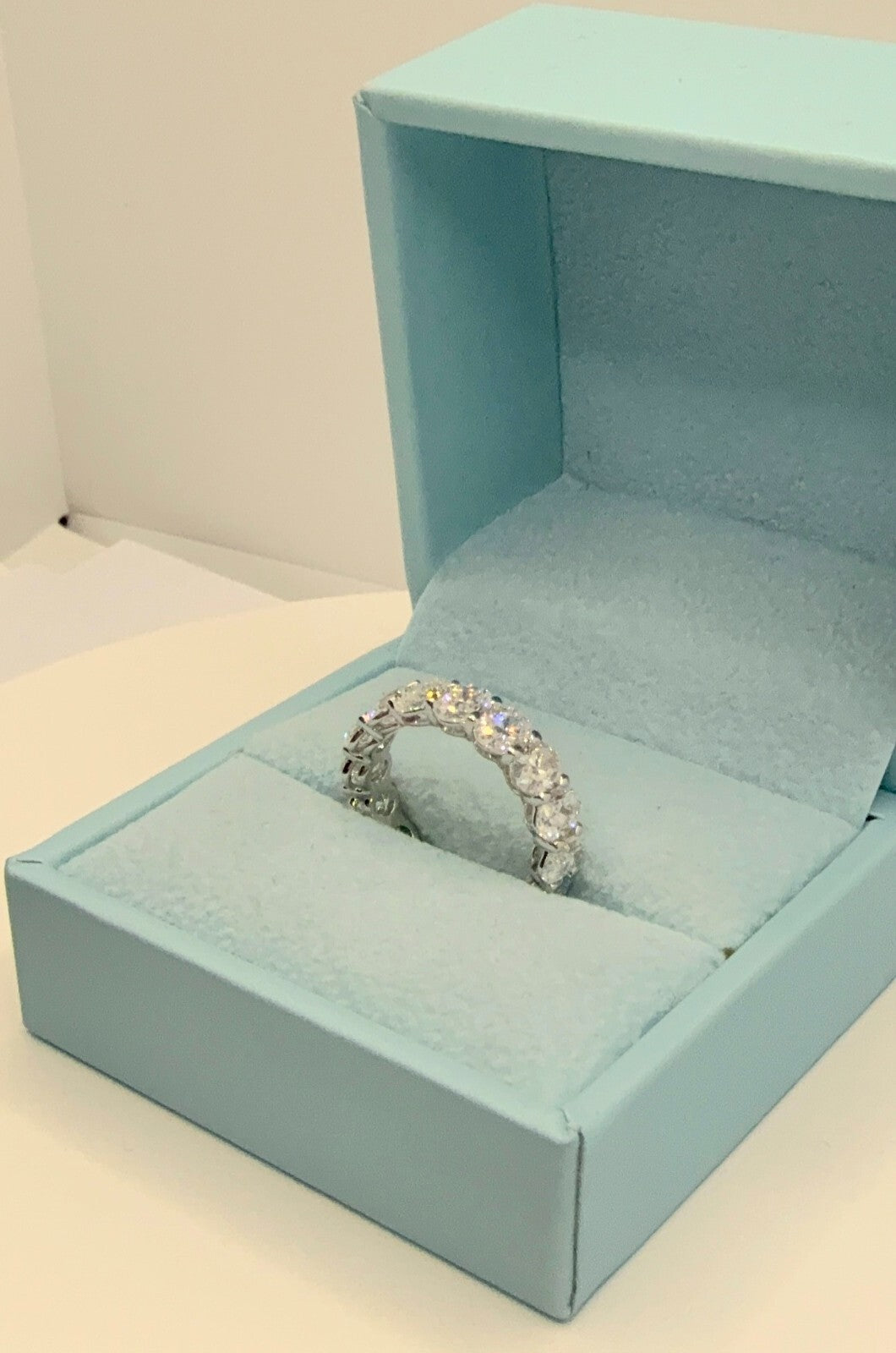 6.50 Ct Oval Lab Grown Diamond Eternity Band Ring 14k F VS GIA Authenticated