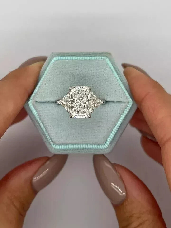 5.80 Ct E VS1 Radiant Lab Grown Diamond Ring IGI Certified 14k White Gold