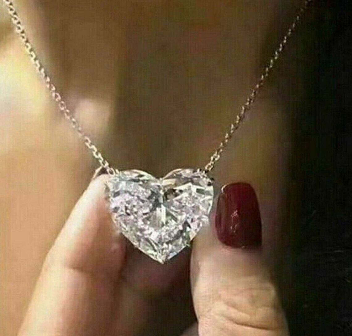 Valentine Gift 4.5 Ct G VS Heart Cut Lab Grown Diamond Pendant 14K White Gold