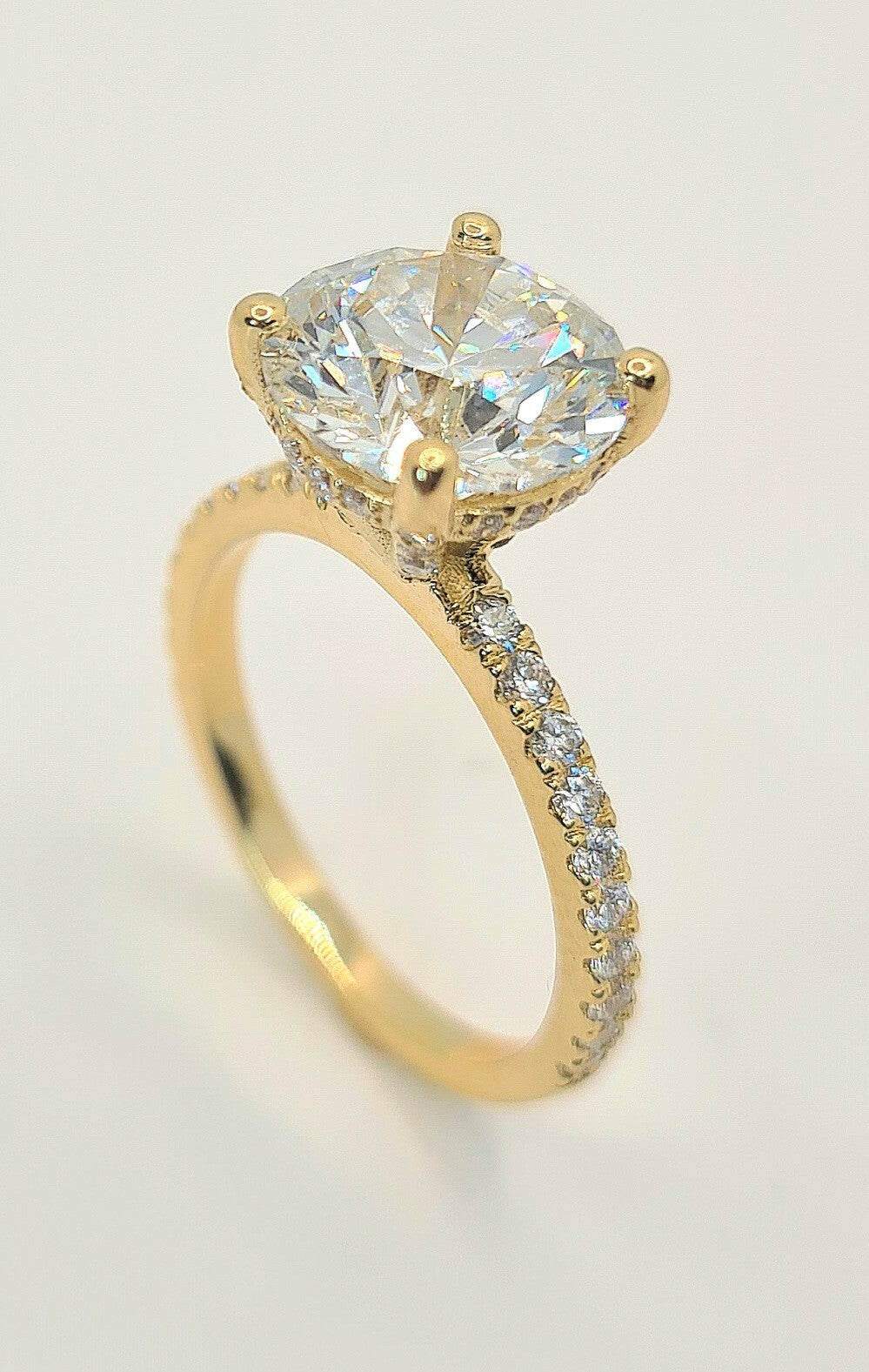 6.43 Ct G VS2 Round Lab Grown Diamond Engagement Ring 14k Yellow IGI Certified