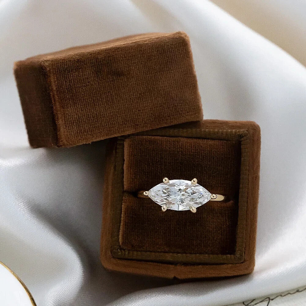 18k Yellow Gold Engagement Ring 2.00 Ct IGI Lab Grown Marquise Diamond Ring