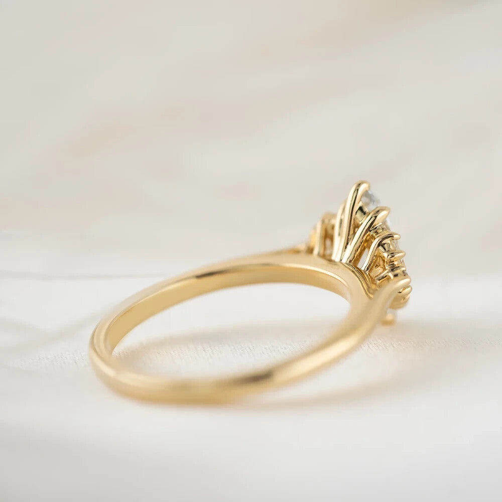 18k Yellow Gold Diamond Ring Marquise Cut 2.25 Ct IGI Certified Lab Created