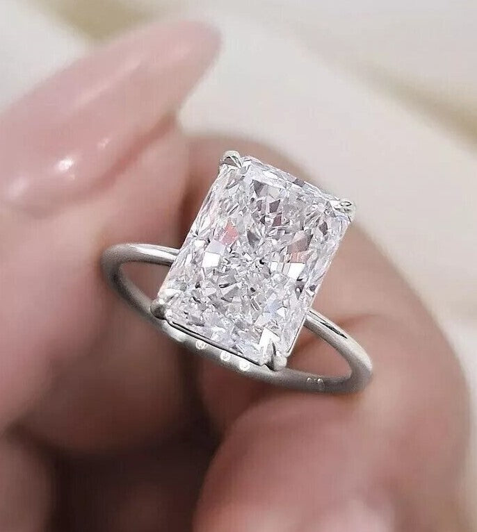 5.01 Ct G VS2 Radiant IGI Certified Lab Grown Diamond Ring Set in Platinum