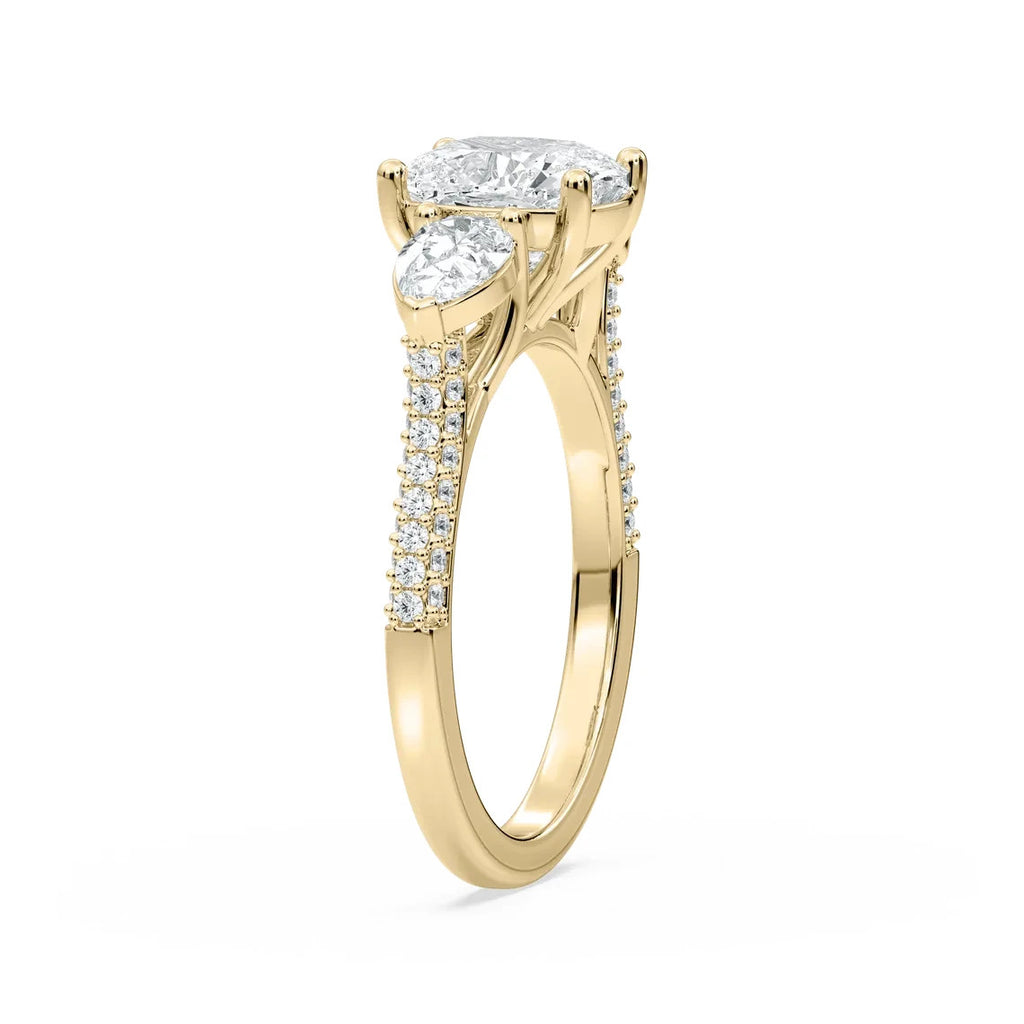 4.18 Ct E VS1 Cushion Lab Grown Diamond Ring 14k Yellow Gold IGI Certified