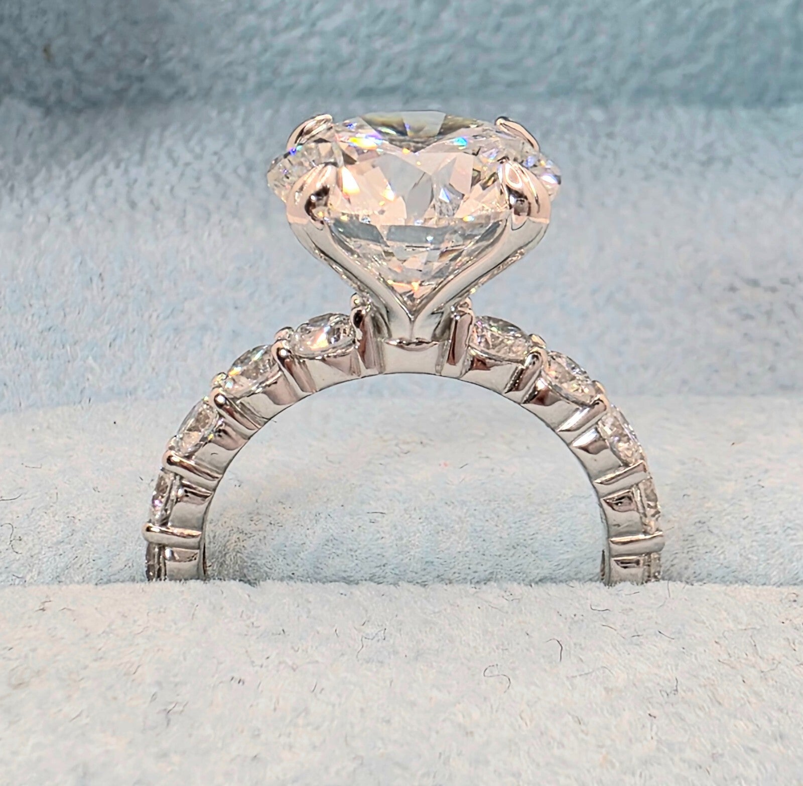 6.60 Ct E VS1 Round Diamond Engagement Ring IGI Certified Lab Grown 14k White