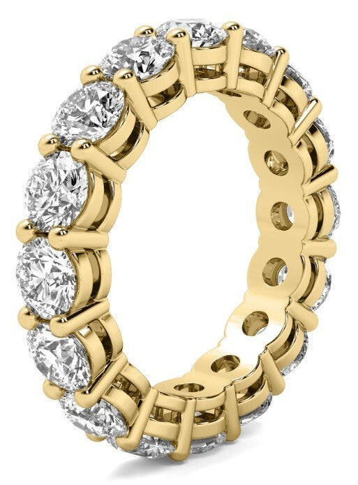 5 Ct Round Lab Grown Diamond Eternity Band Ring 14k Yellow E VS GIA Authenticate