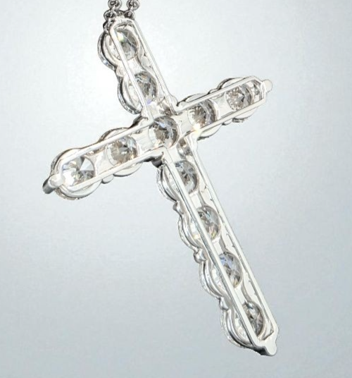11.00 Ct Lab Grown Diamond Cross GIA Authenticated Free Shipping 14k No Chain