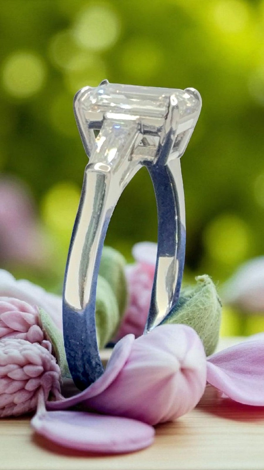 2.30 Ct GIA Authenticated D VS1 Lab Grown Emerald Cut Diamond Ring Platinum