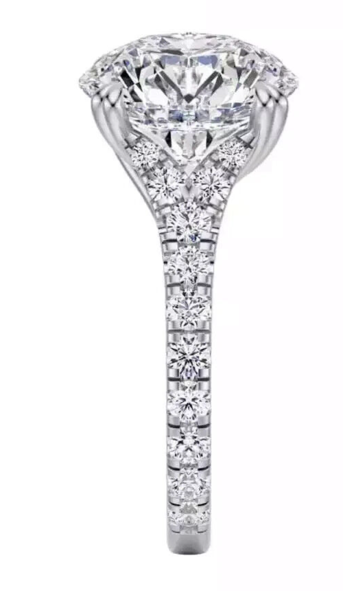 4.50 Ct E VS1 Round Lab Grown Diamond Engagement Ring 14k White IGI Certified