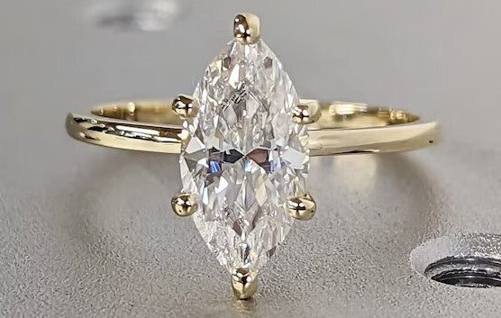 3 Carat Marquise Cut Engagement Ring E/VS1 Lab Diamond 14k Yellow Gold Certified