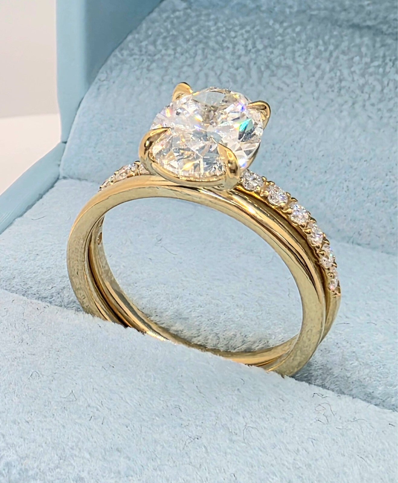 3.50 Ct E VS1 Lab Grown Oval Diamond Ring With Band IGI Certified Diamond