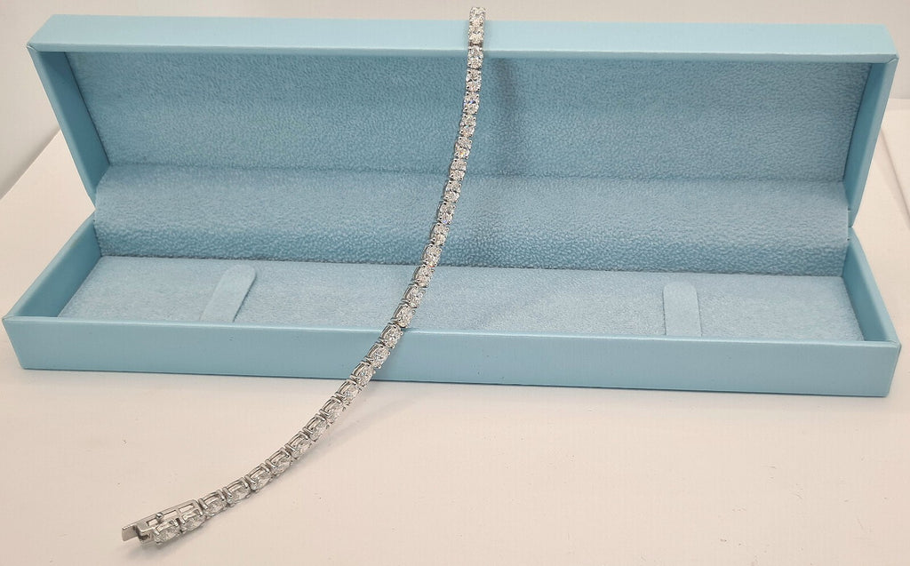 10.20 Ct Oval Diamond 7" Tennis Bracelet 14k White Gold Lab Grown (EF/VS)