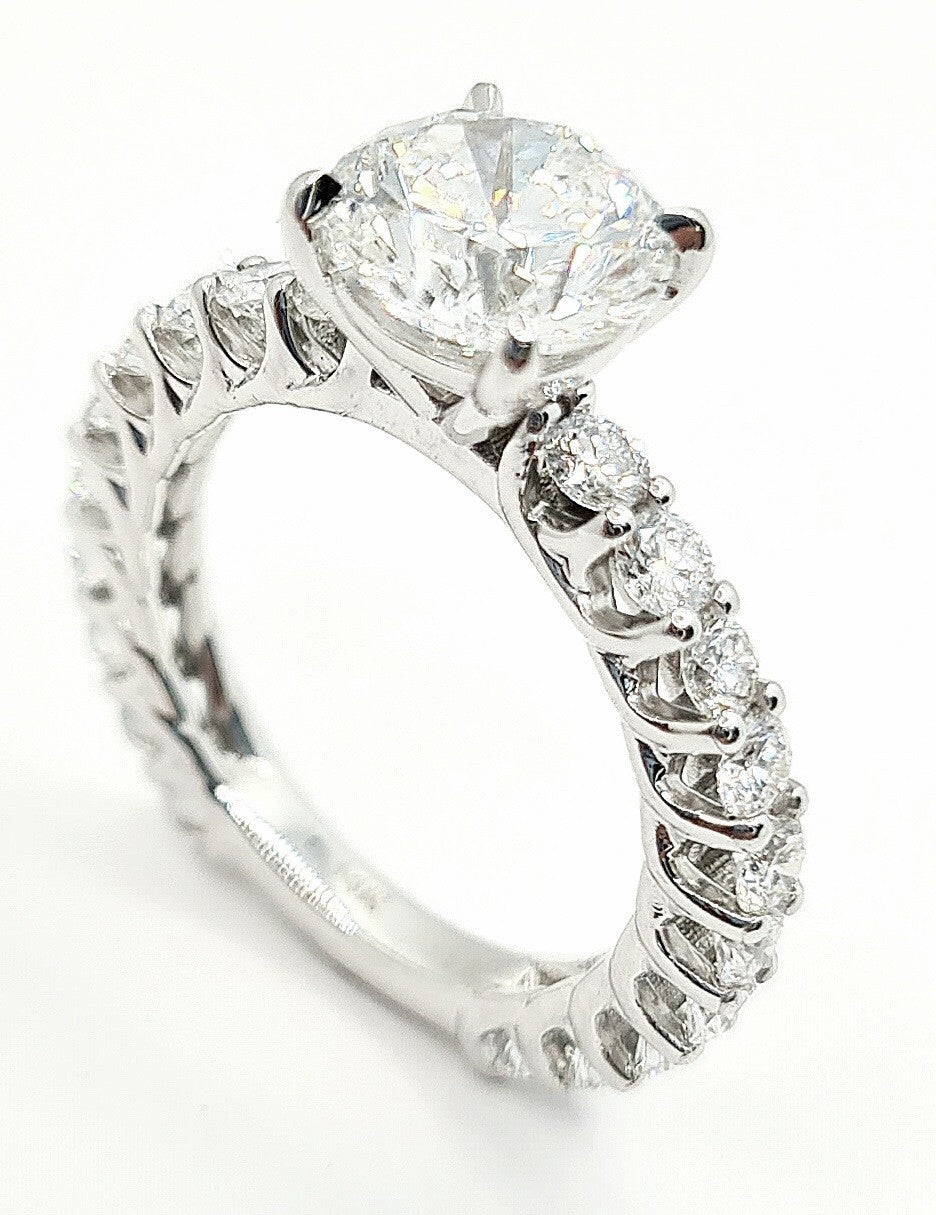 5.28 Ct F VS1 Round Diamond Engagement Ring IGI Certified Lab Grown 14k White