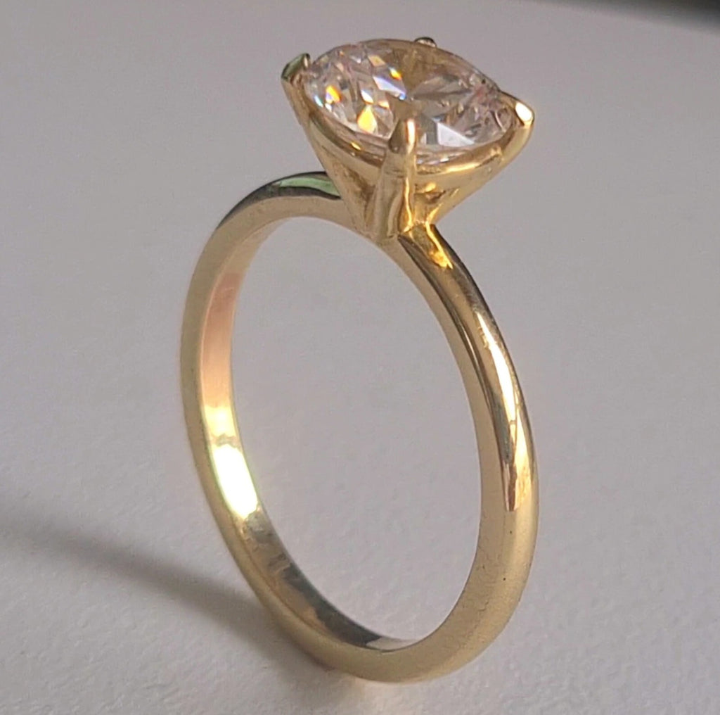 3.00 Ct F VS2 Round Solitaire 14k Yellow Lab Grown Diamond Ring IGI Certified
