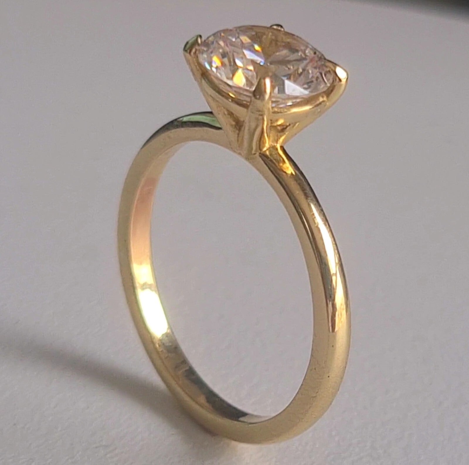 3.00 Ct F VS2 Round Solitaire 14k Yellow Lab Grown Diamond Ring IGI Certified