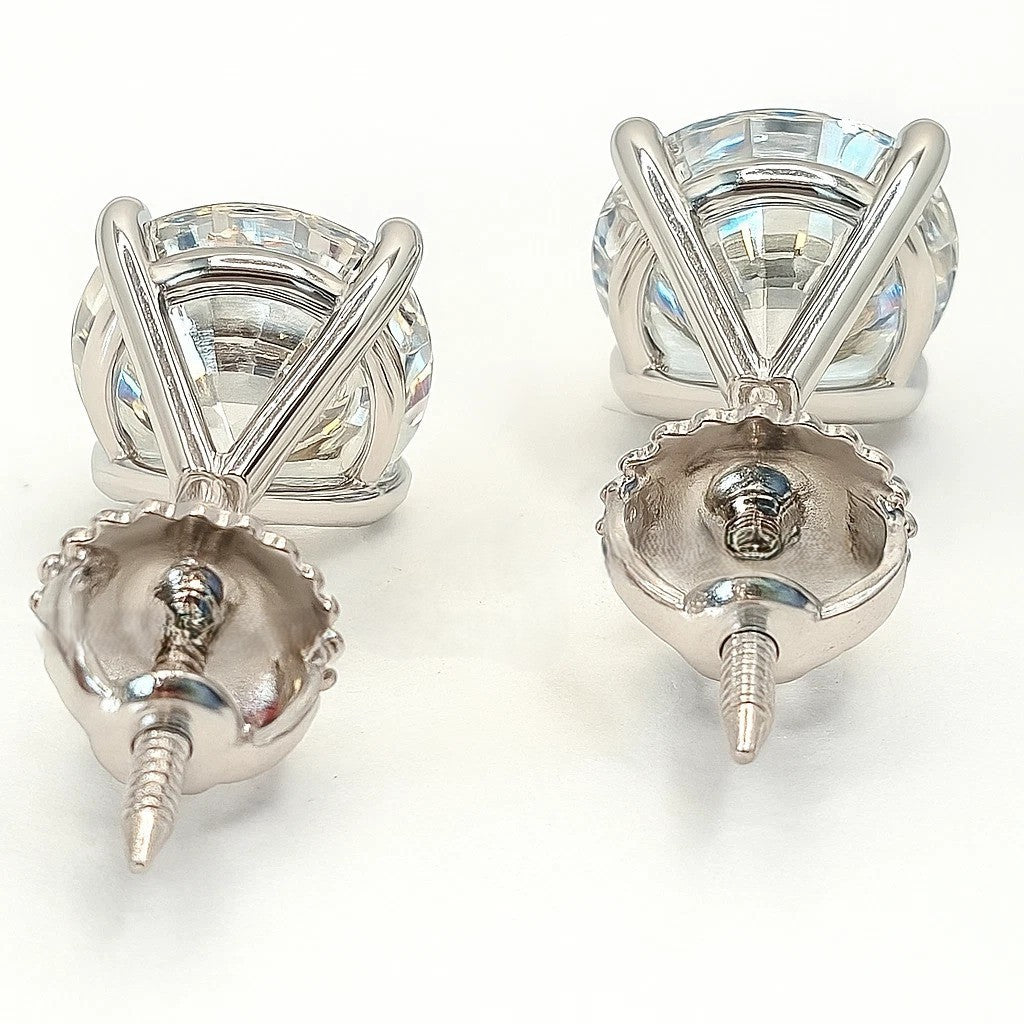 IGI Certified 2.00Ct F/VS1 Lab Grown Diamond Stud Earrings 14K WHITE Gold Screw