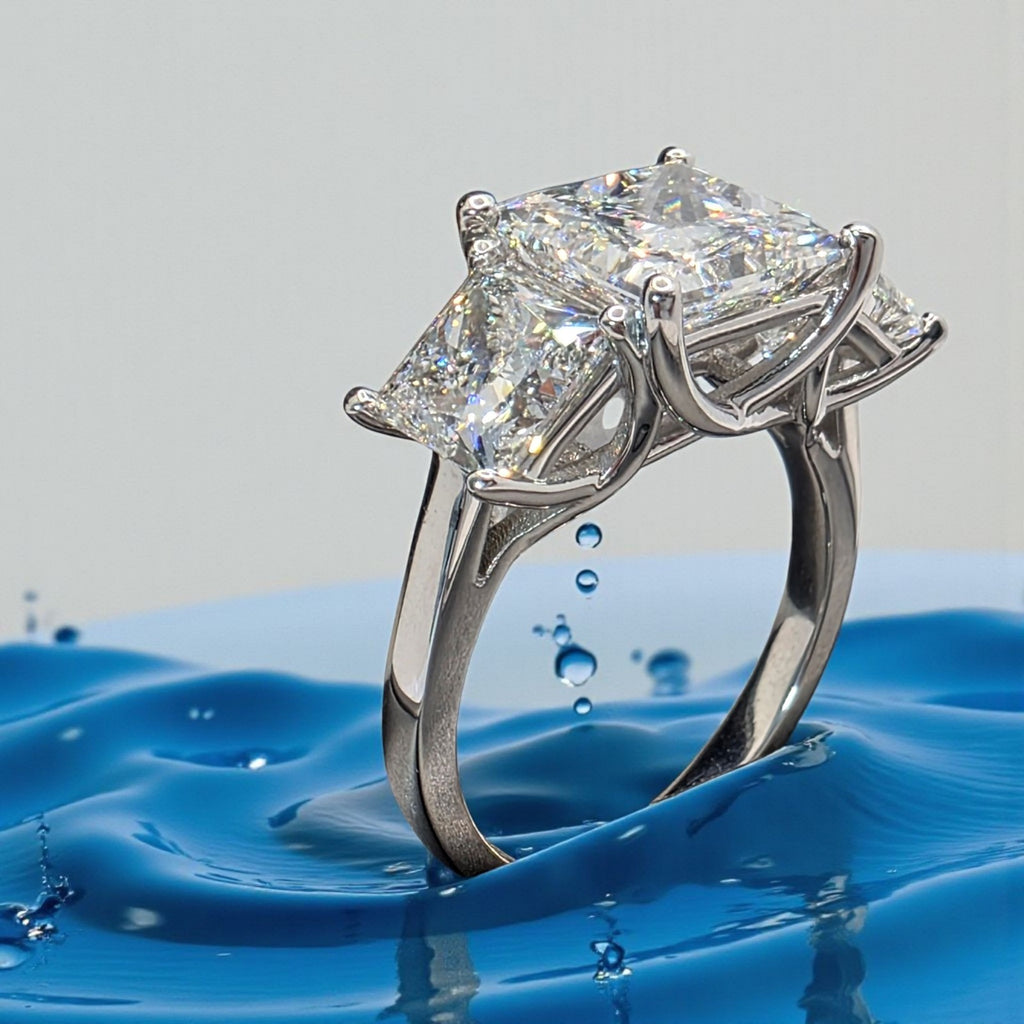 4 CT D VVS2 Lab Grown Princess Platinum Diamond Engagement Ring IGI Certified