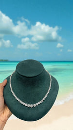 Load image into Gallery viewer, 20 Ct Lab Grown E F VS Diamond Set Women Tennis Necklace In 14k White Gold 17''