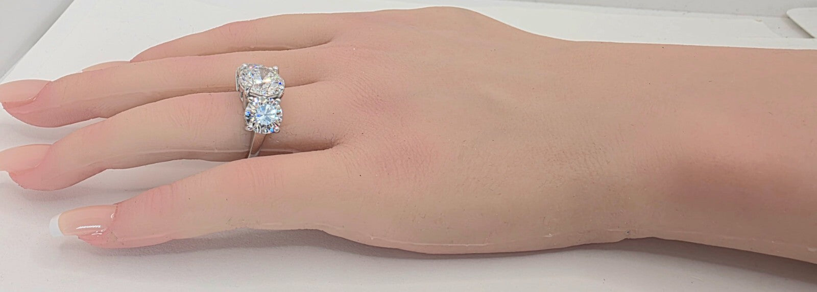 10.00 Carat Round Diamond Three 3 Stone Ring IGI Certified Lab Grown 14k White