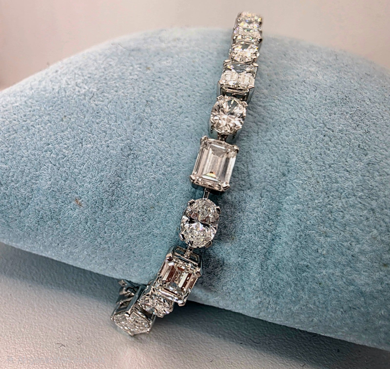 14.19 Ct Alternating Lab Grown Diamond Bracelet Authenticated by GIA E-F VS