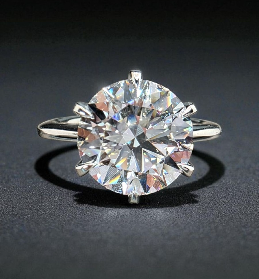 5.00 Ct F VVS2 Round Solitaire Platinum Lab Grown Diamond Ring IGI Certified