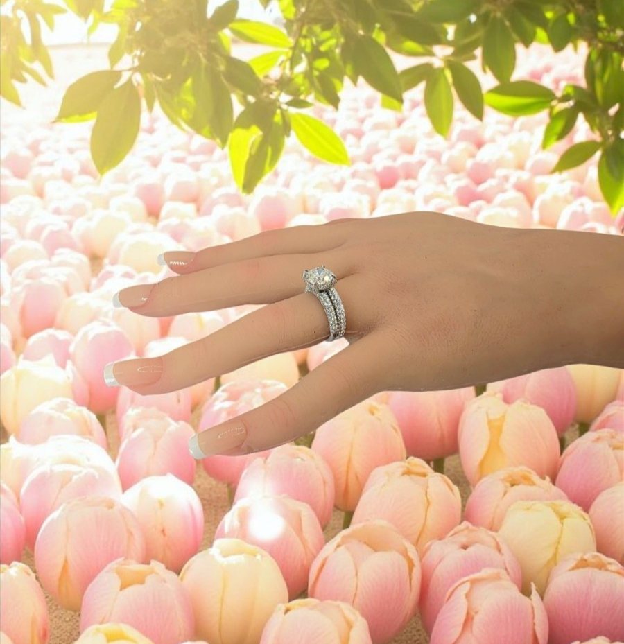 4.00 Ct D VS1 Round Lab Grown 14k White Diamond Engagement Ring IGI Certified