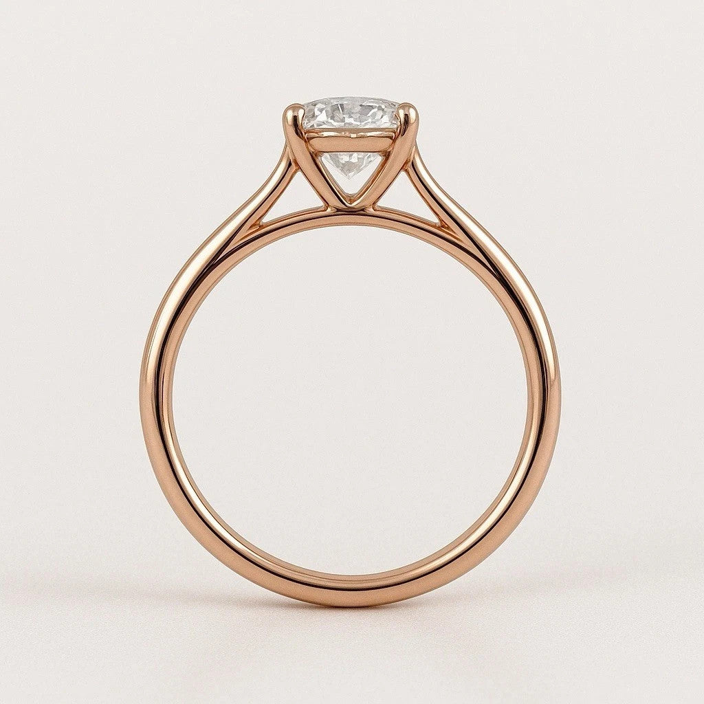 1.00 Carat IGI Certified D VS1 Lab Grown Round Diamond Ring 14k Rose