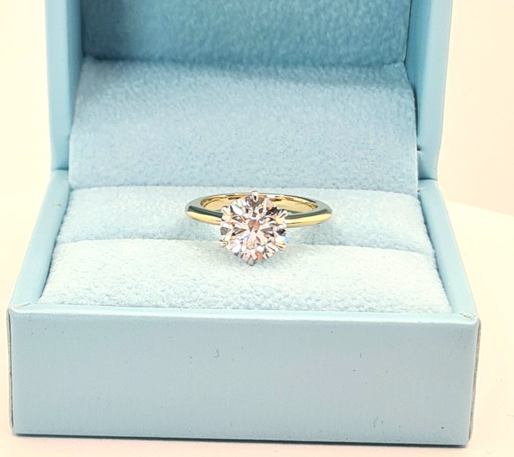 4.00 Ct D VS1 Round Solitaire 14k Two Tone Lab Grown Diamond Ring IGI Certified