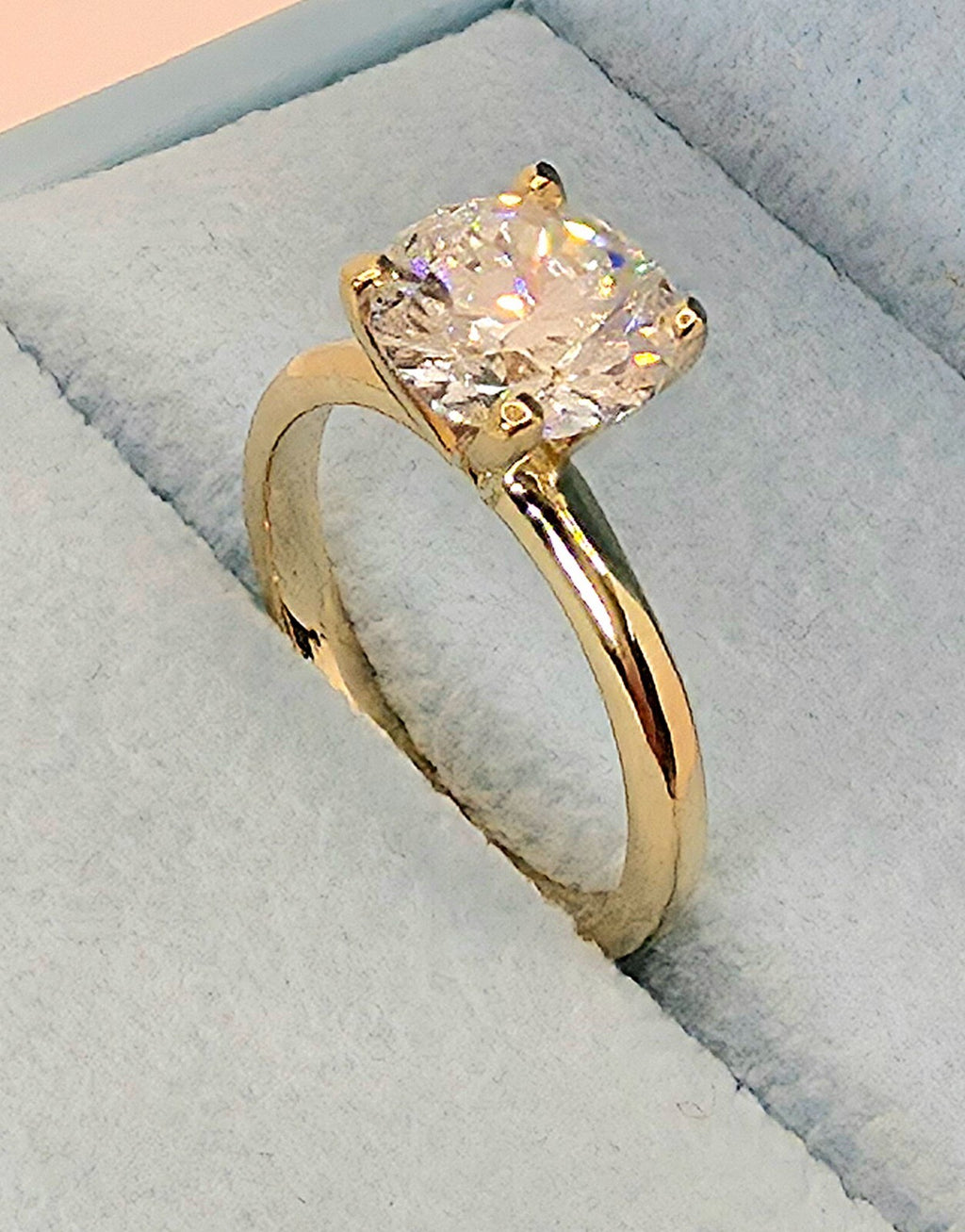 2.00 Ct F VS1 Round Solitaire Lab Grown Diamond Ring 14k Yellow IGI Certified