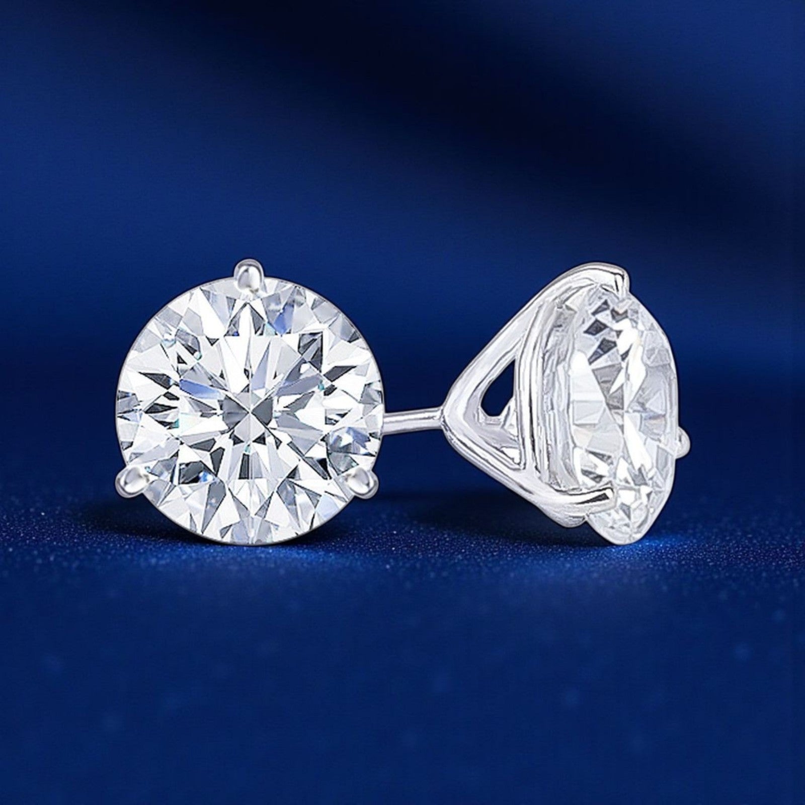 2 Ct Round Cut D/F VVS-VS Lab Grown Diamond Stud Earrings 14k Gold Screw Back