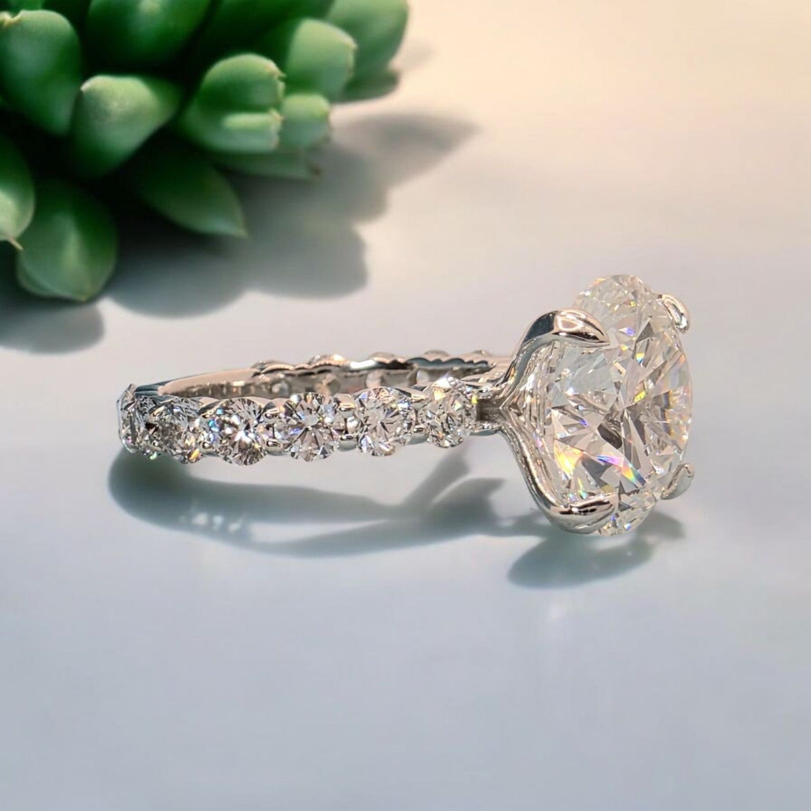 5.60 Ct E VS1 Round Diamond Engagement Ring IGI Certified Lab Grown Platinum