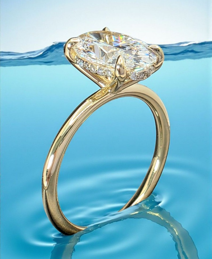 3.07 Carat D VS1 Oval Halo Lab Grown Diamond Ring 14k Yellow Gold IGI Certified