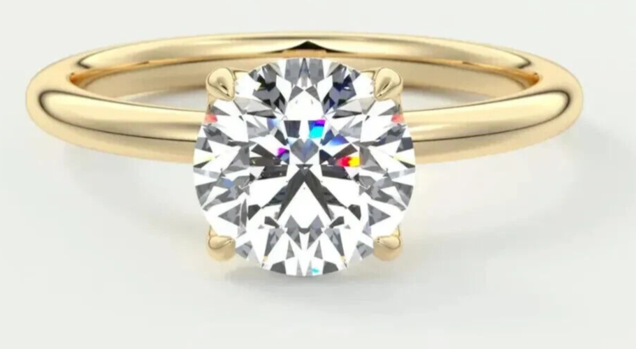 3.03 Carat G VS1 Round Solitaire 14k Yellow Lab Grown Diamond Ring IGI Certified
