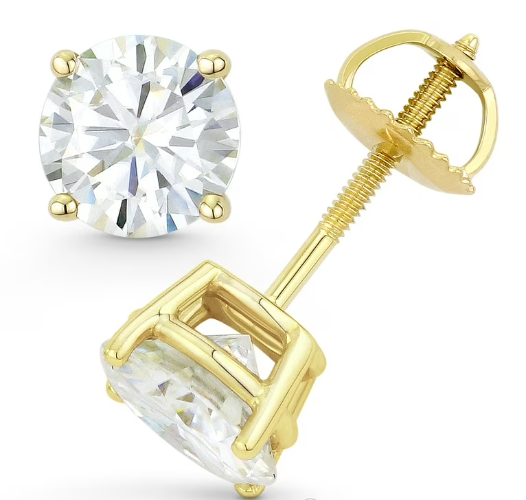 5.00 Ct E VVS2 Round Screwback Lab Grown Diamond Stud Earrings 14k IGI Certified