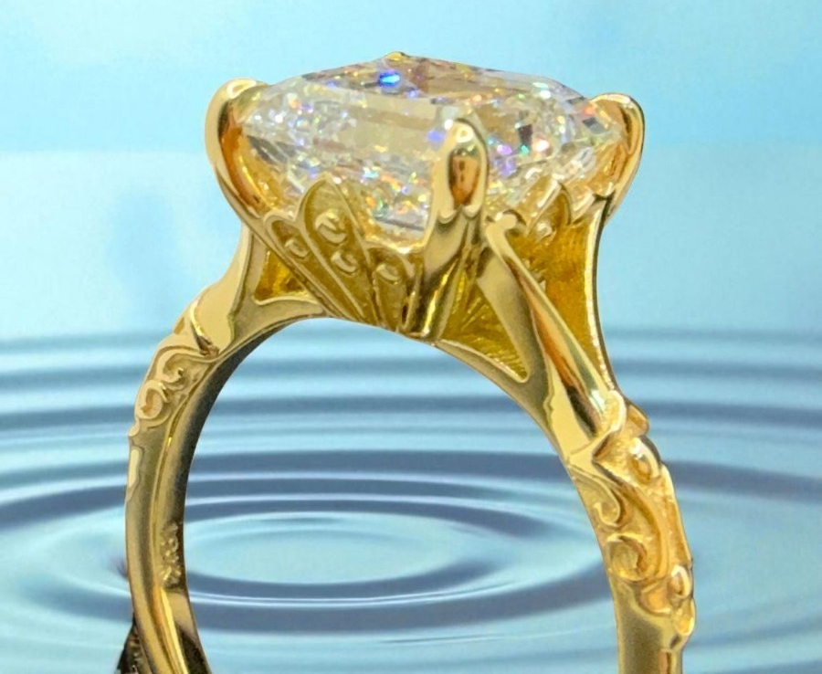 4.00 Ct Asscher Cut Diamond IGI D VS1 Lab Grown Wedding Ring 14k Gold