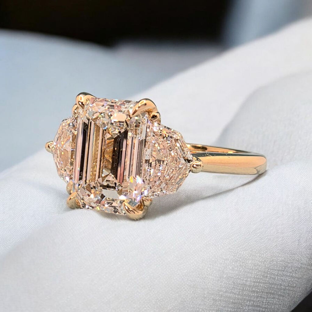 4.00 Ct Emerald Cut D VS1 14k Yellow Gold Lab Grown Diamond Ring IGI Certified