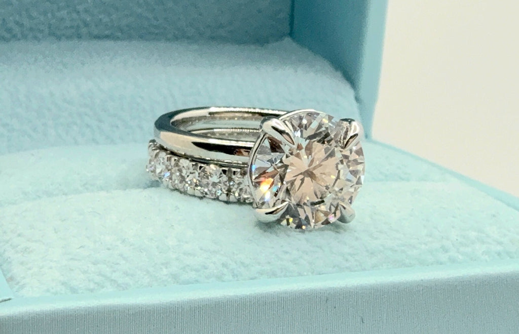 5.50 Ct E VS1 Lab Grown Platinum Diamond Engagement Ring and Band IGI Certified