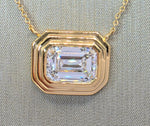 Load image into Gallery viewer, 2.84 Ct D VVS2 Emerald Cut Lab Grown Bezel Pendant 14k Yellow Gold IGI Certified