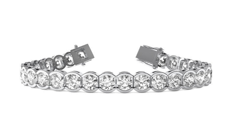 3.65 Ct D VS Semi Bezel Round Diamond 7" Tennis Bracelet 14k Gold Lab Grown
