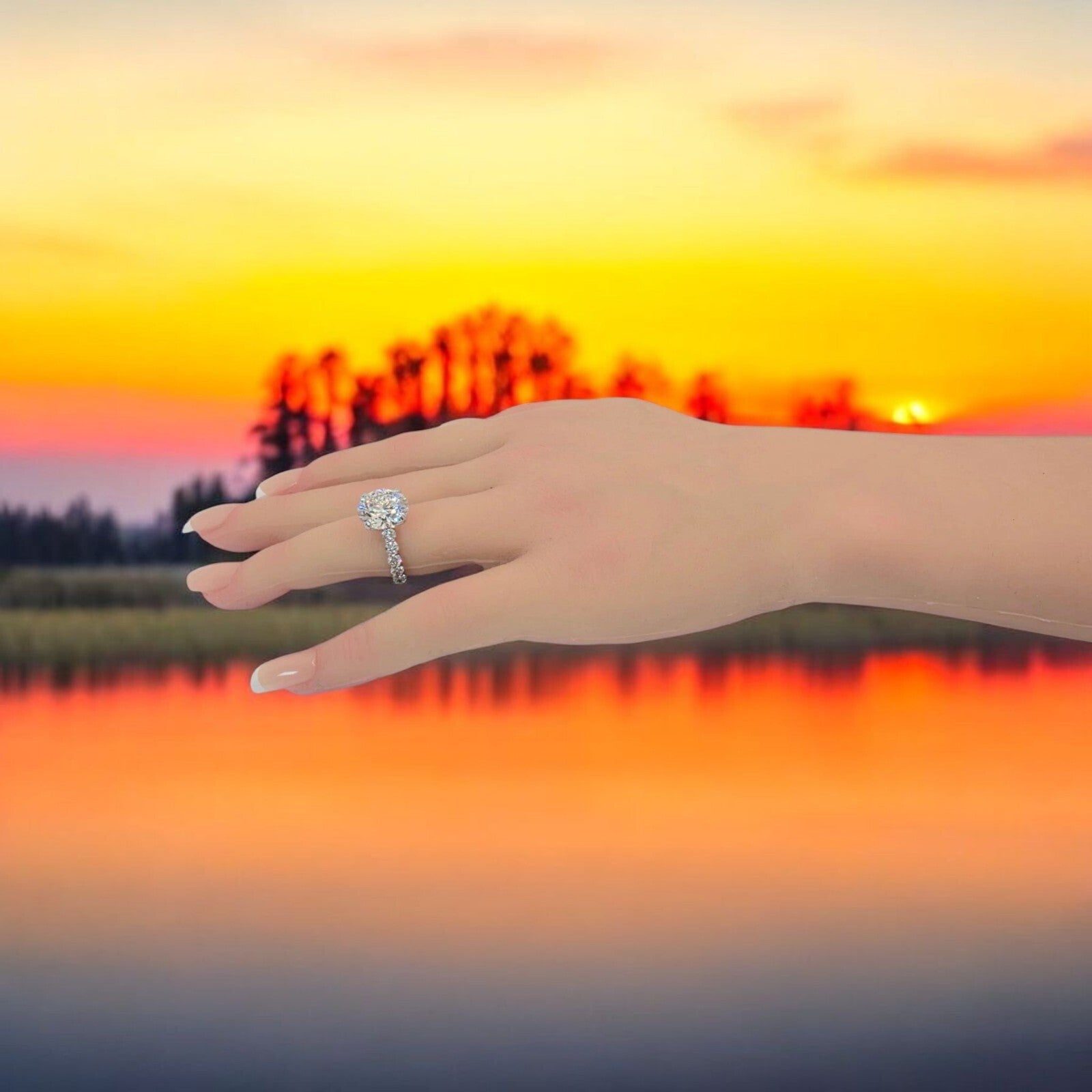 5.60 Ct D VS1 Round Diamond Engagement Ring IGI Certified Lab Grown Platinum