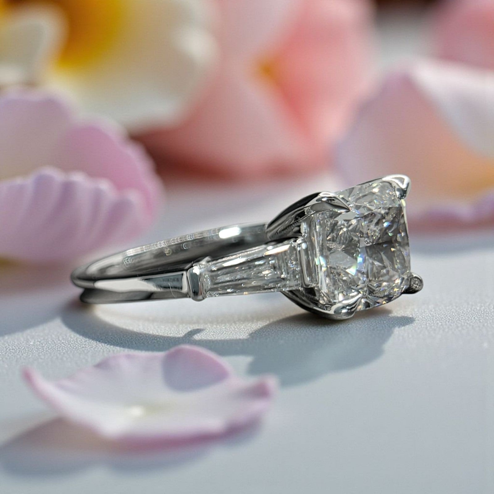 2.40 Ct D VS1 Cushion Lab Grown Diamond Ring 14k White Gold IGI Certified