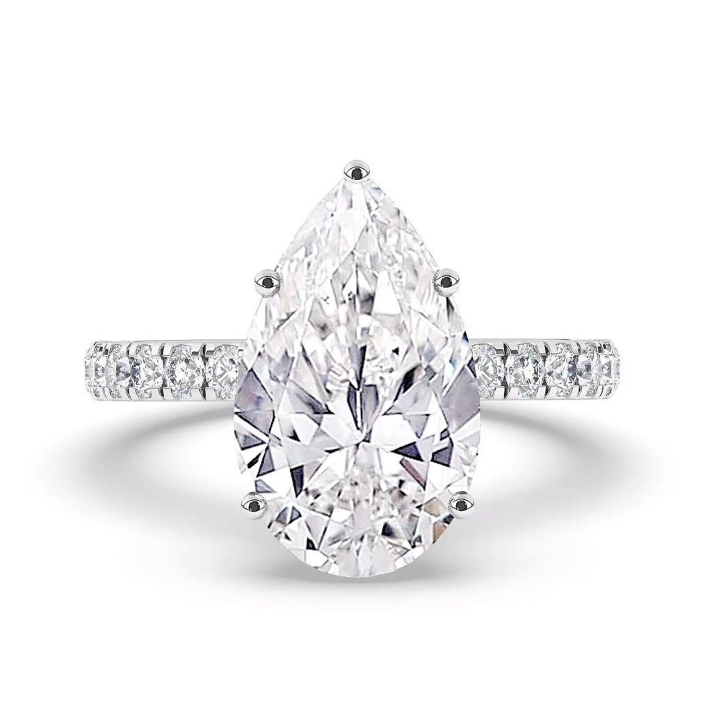 IGI 6 CT, Solitaire Lab-Grown Pear Diamond Engagement Ring, 950 Platinum