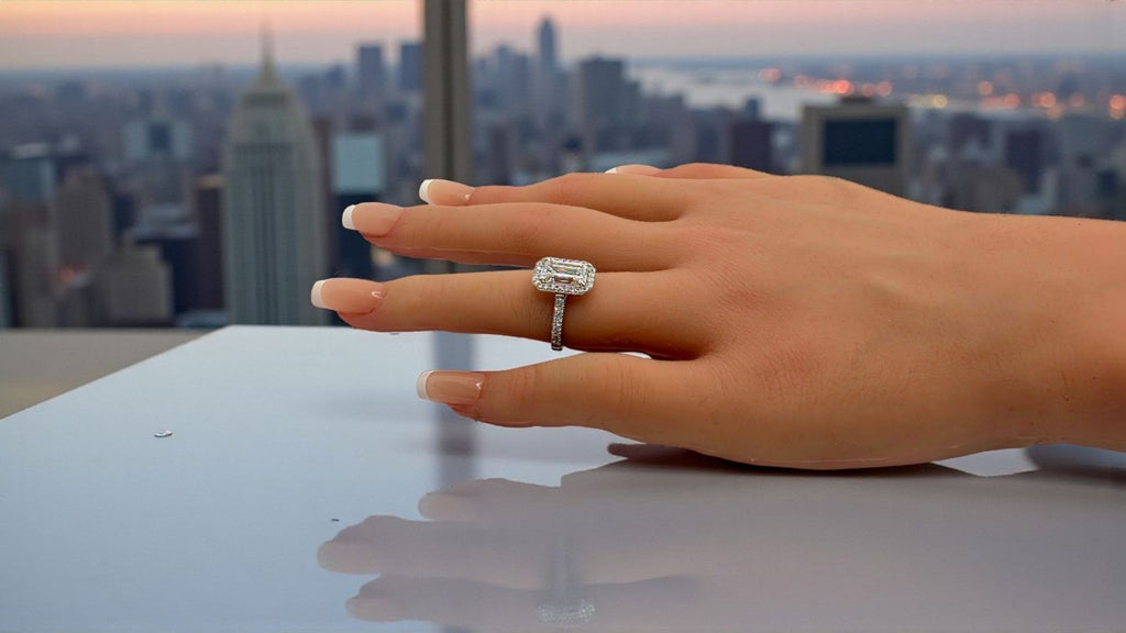 4.00 Ct D VS1 IGI Certified Emerald Cut Lab Grown Diamond Ring 14k White Gold