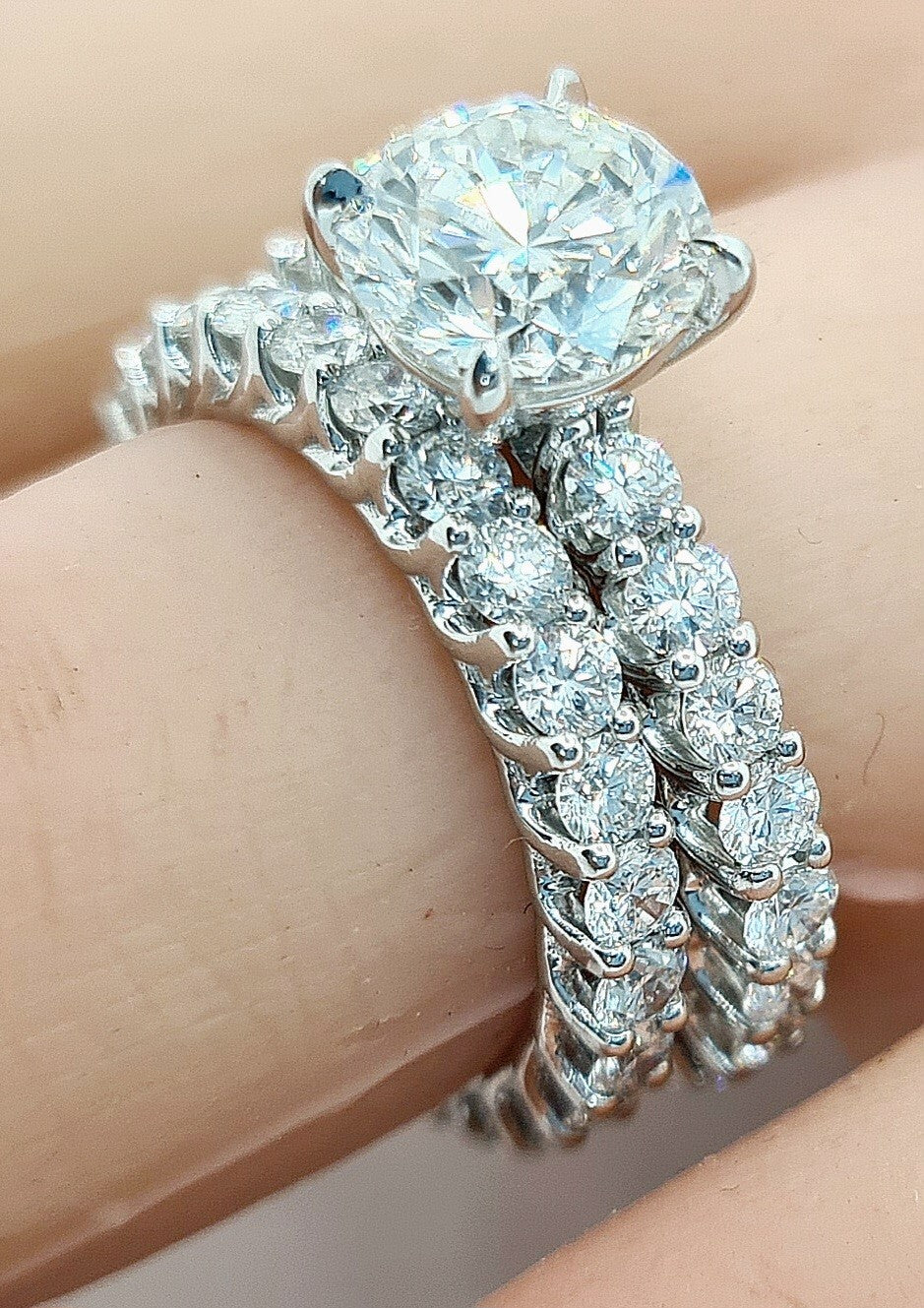 4.68 Ct E VS1 Lab Grown Diamond Engagement Ring With Band IGI Certified Diamond