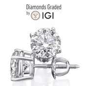 4.00 Ct E VS1 Round Lab Grown Diamond Earrings 14k White Gold IGI Certified