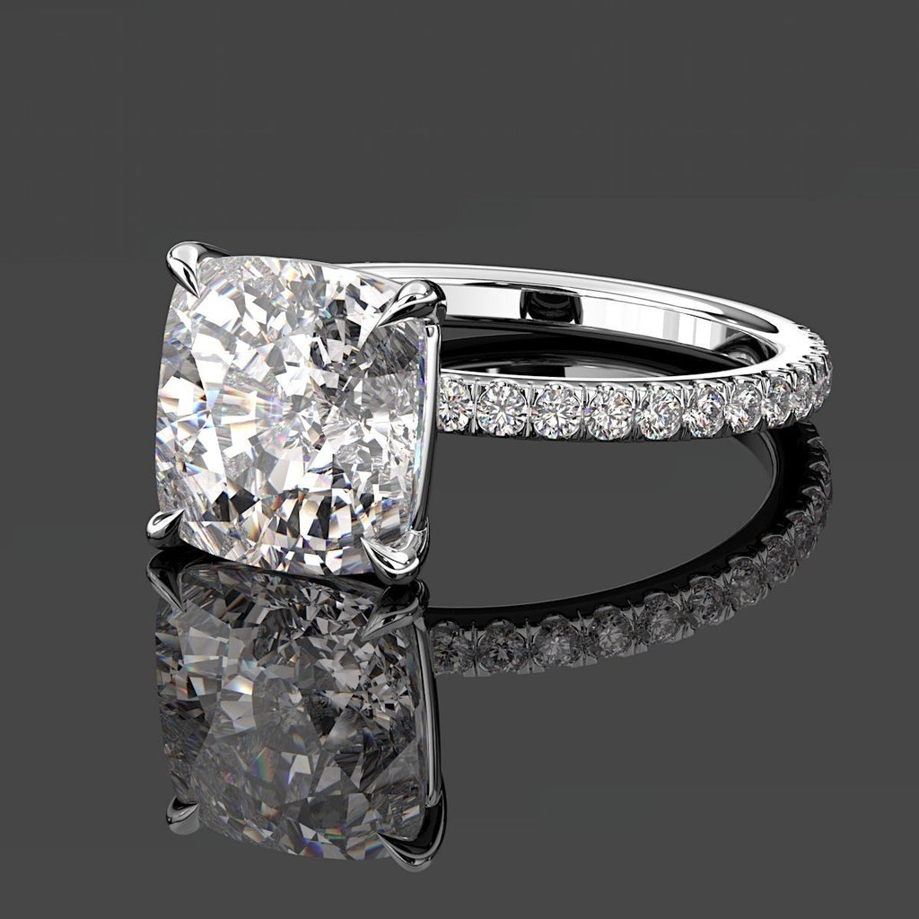 3.50 Ct D VS1 Cushion Cut Diamond Ring Lab Grown Diamond IGI Certified Platinum