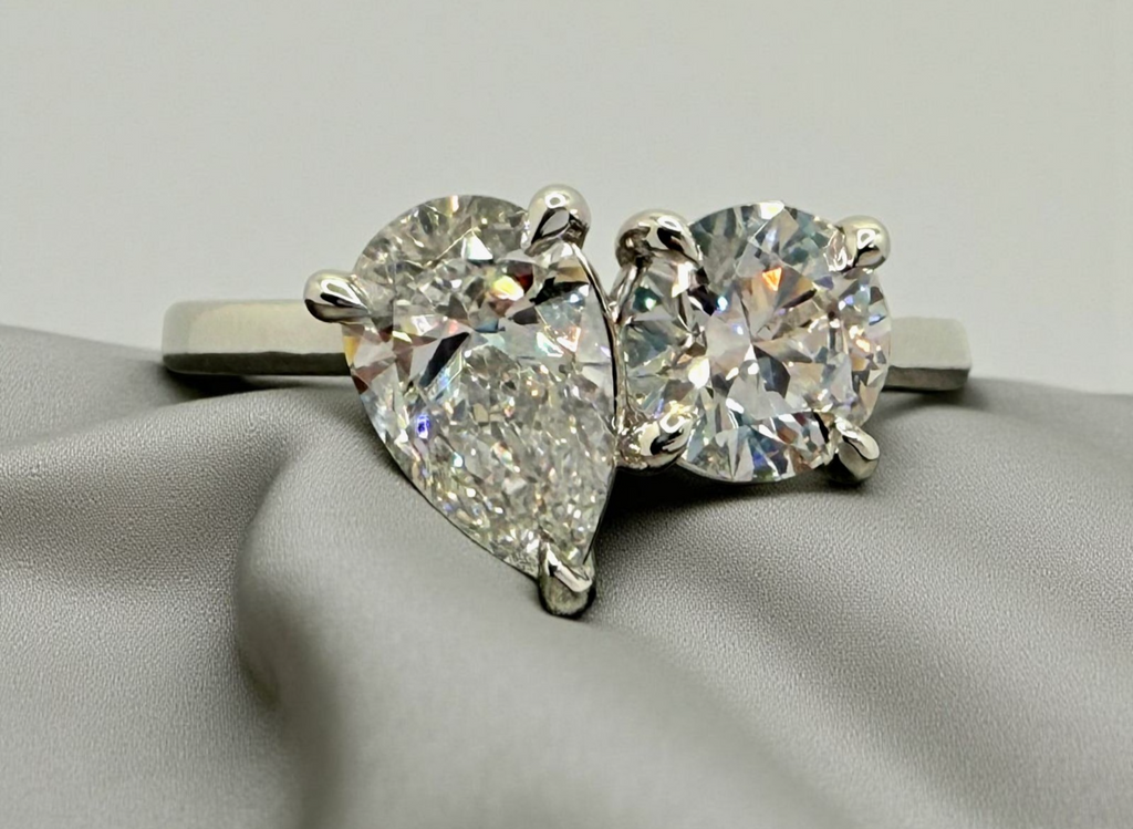 2.25 Ct D VS1 Toi et Moi Diamond Ring IGI Certified Lab Grown Platinum