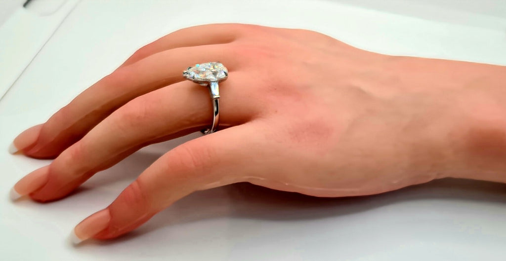 4.30 Carat Pear 14k White Gold Lab Grown Diamond Engagement Ring IGI Certified