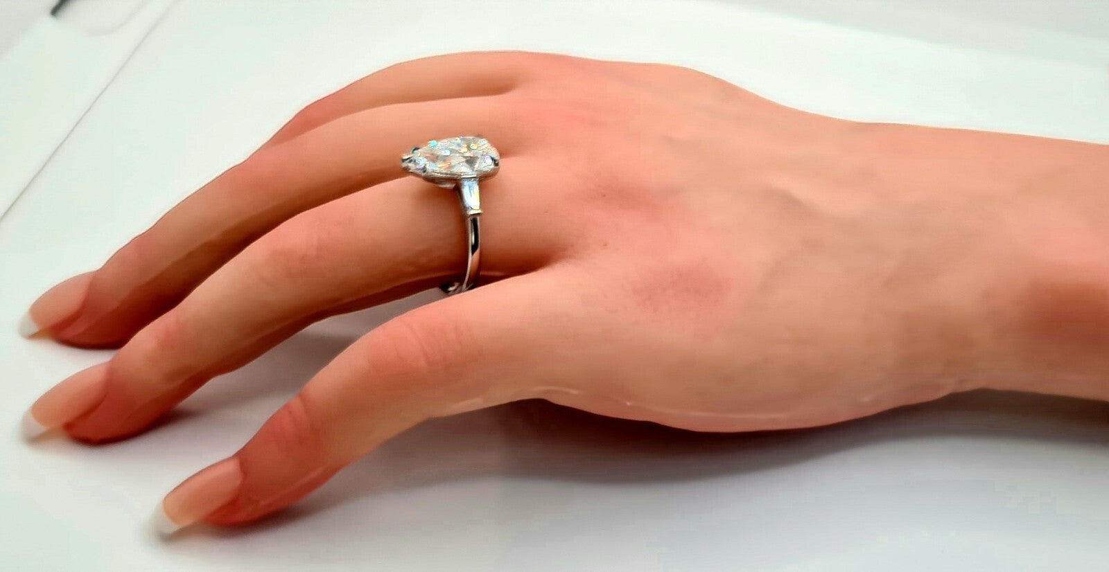 4.30 Carat Pear 14k White Gold Lab Grown Diamond Engagement Ring IGI Certified