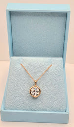 Load image into Gallery viewer, 3.00 Ct E VVS2 Round Lab Grown Diamond Bezel Pendant 14k Rose Gold IGI Certified